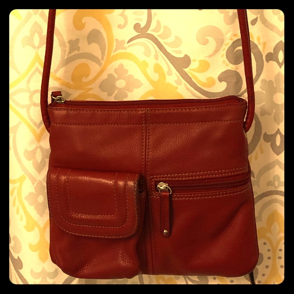 Tignanello Red Genuine Leather Crossbody